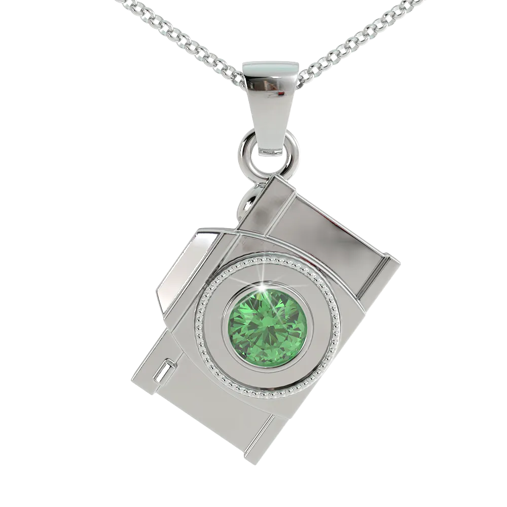 Camera Birthstone Pendant