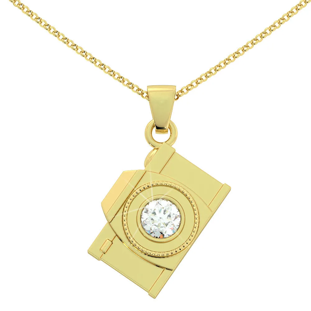 Camera Birthstone Pendant