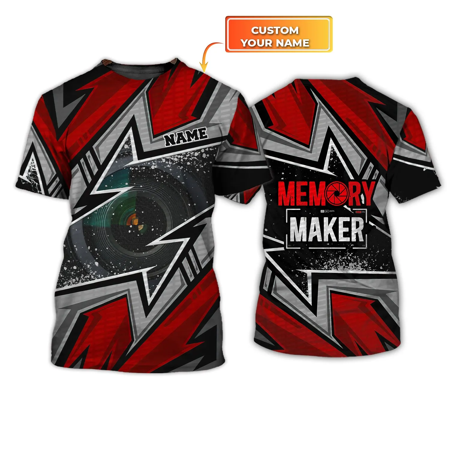 Camera Lens Photographer Memory Maker 3D Shirt Personalized Name