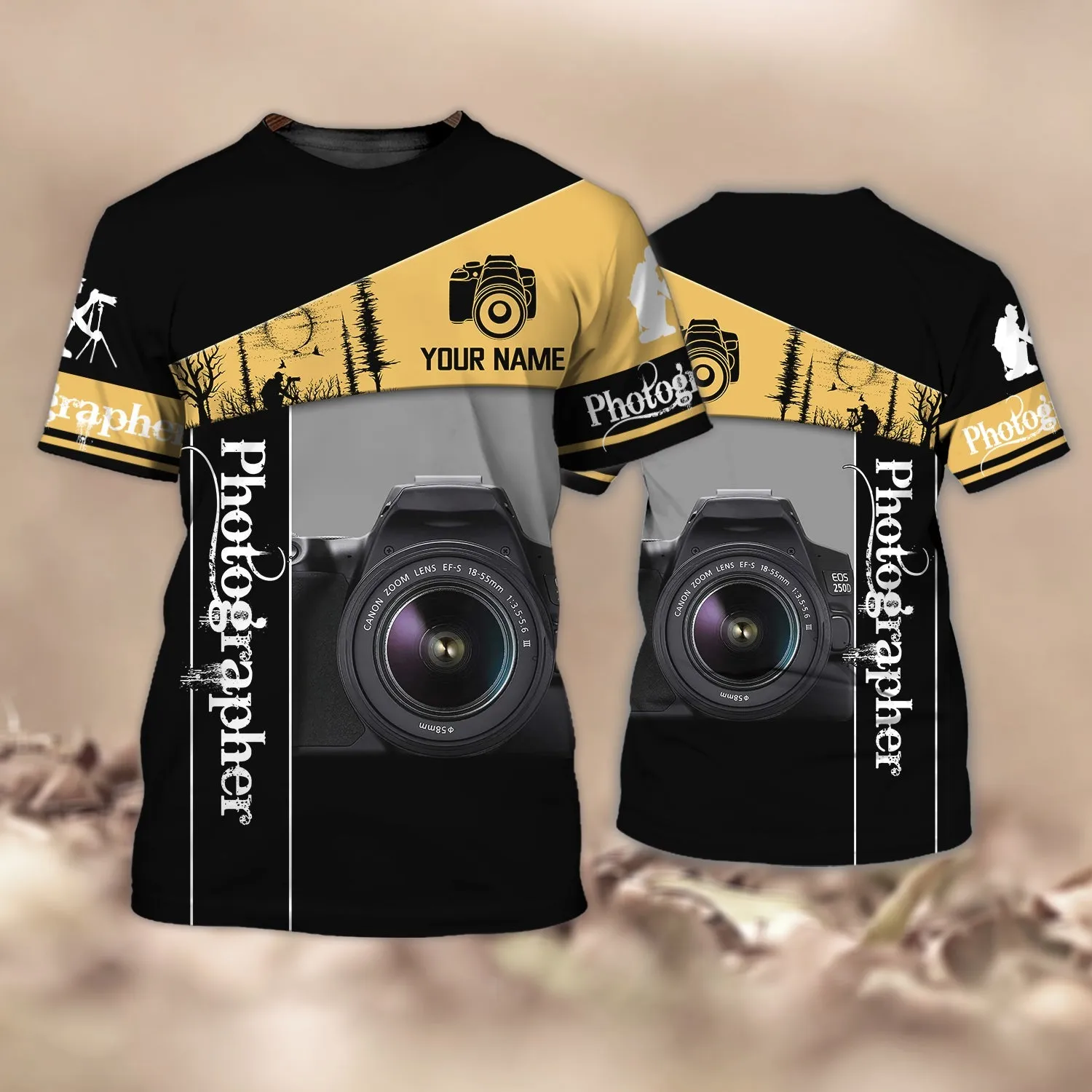 Camera, Photographer, Personalized Name 3D Tshirt 01
