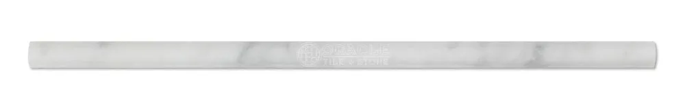 Carrara White Italian (Bianco Carrara) Marble 1/2 X 12 Pencil Liner Trim Molding (10, Honed)