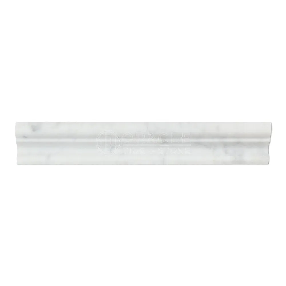 Carrara White Italian (Bianco Carrara) Marble Crown Mercer Molding Trim, Polished