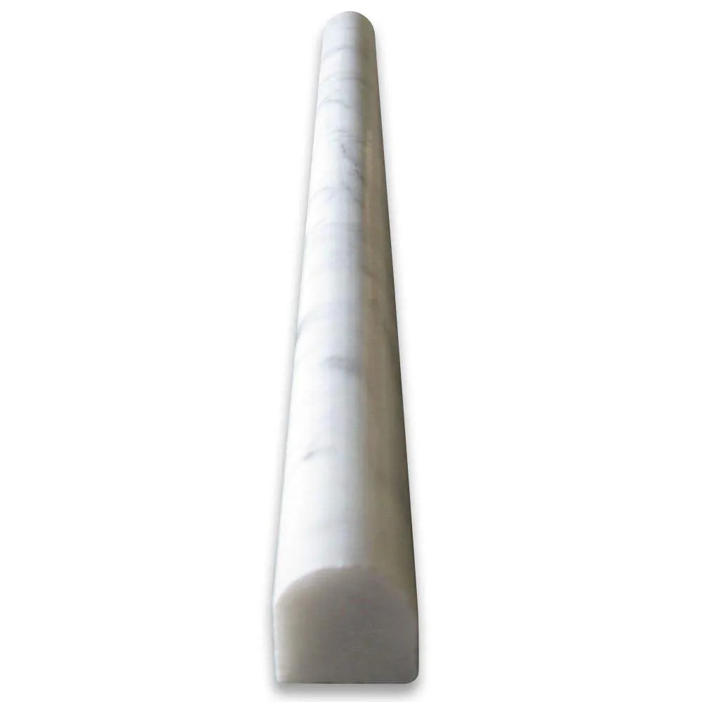 Carrara White Italian Carrera Marble Pencil Liner Trim Molding 3/4 x 12 Polished