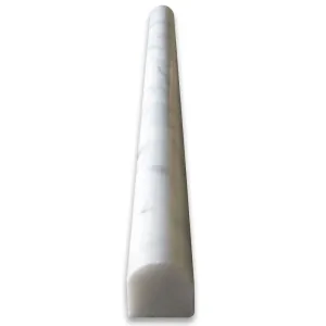 Carrara White Italian Carrera Marble Pencil Liner Trim Molding 3/4 x 12 Polished