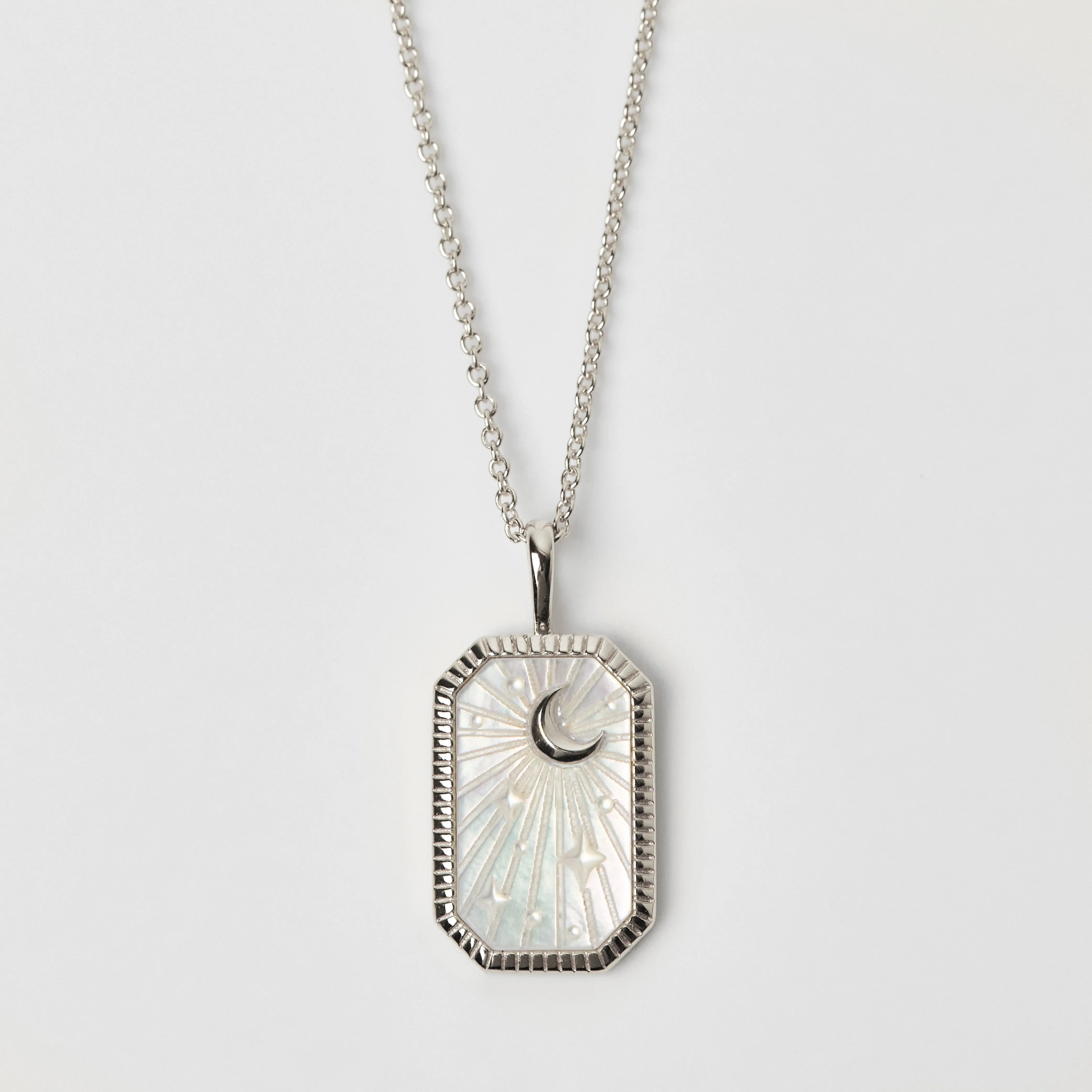 Celestial Mother Of Pearl Tarot Engravable Necklace