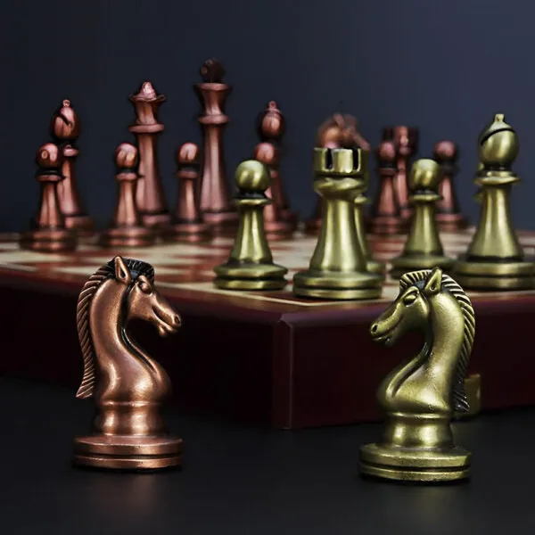 Chess Board Metal Set Vintage