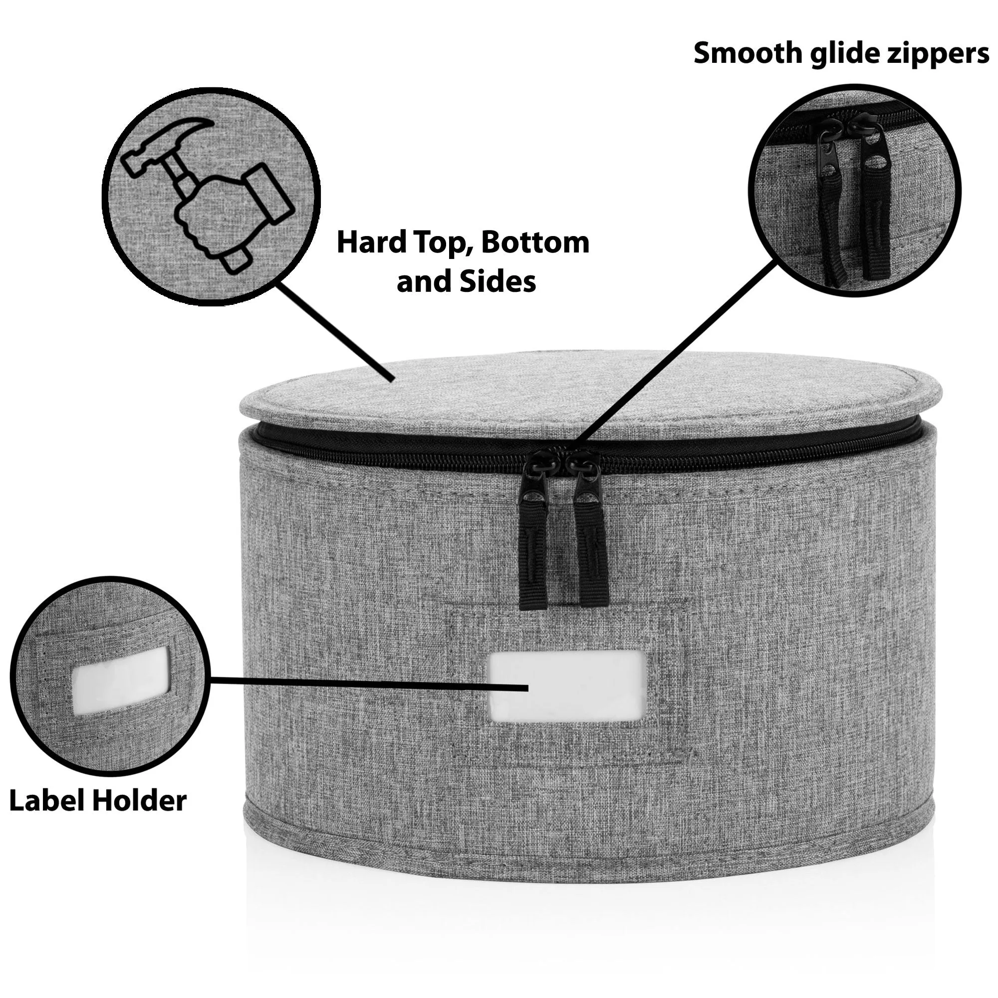 China Storage Case for Bowls or Dessert Plates - 8.5" W x 6" H - Includes 12 Felt Dividers