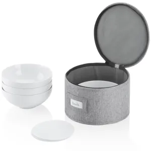 China Storage Case for Bowls or Dessert Plates - 8.5" W x 6" H - Includes 12 Felt Dividers