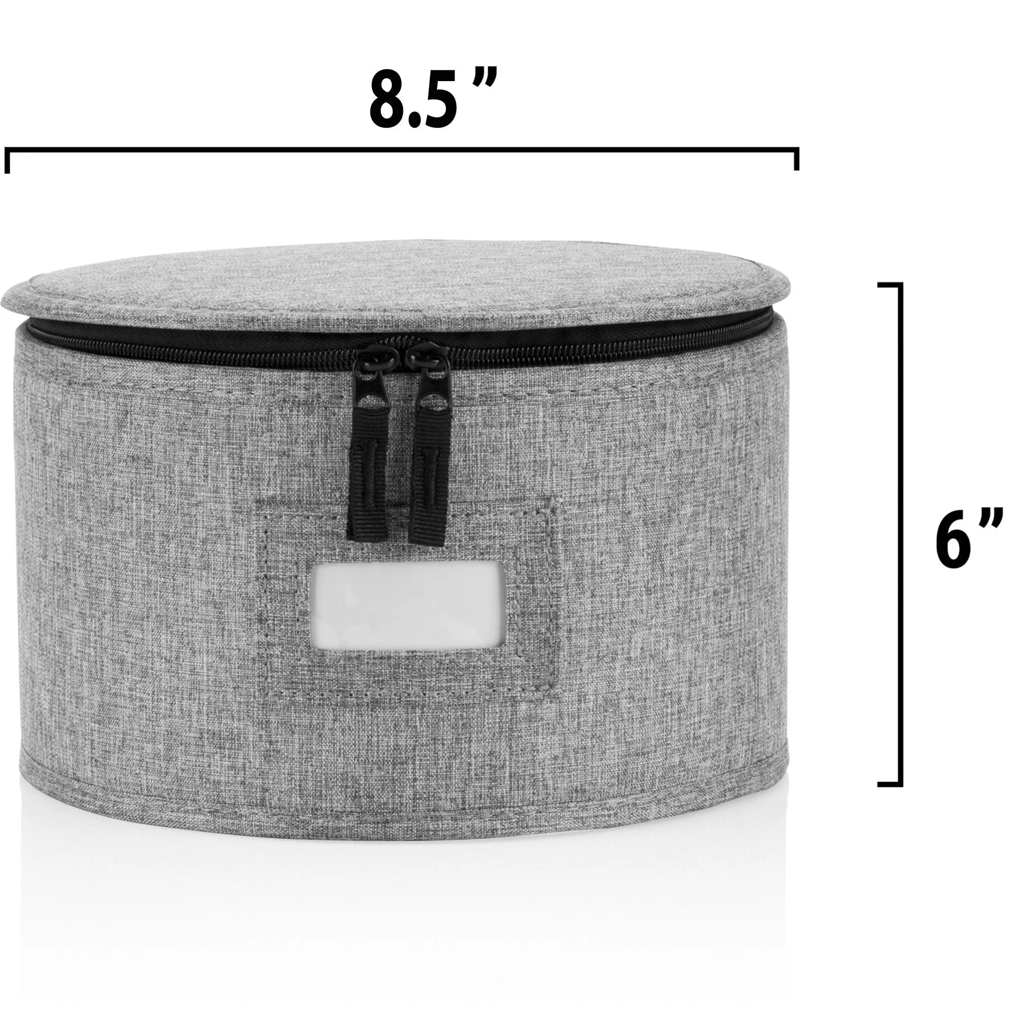 China Storage Case for Bowls or Dessert Plates - 8.5" W x 6" H - Includes 12 Felt Dividers