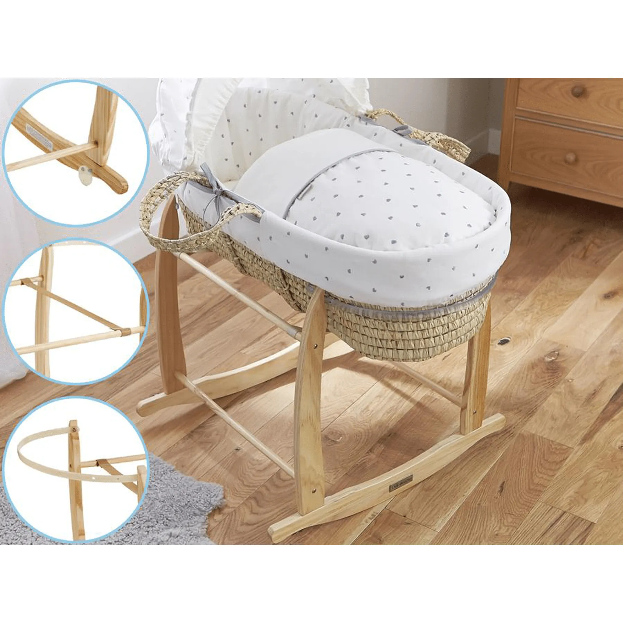 Clair De Lune Deluxe Rocking Moses Stand Natural