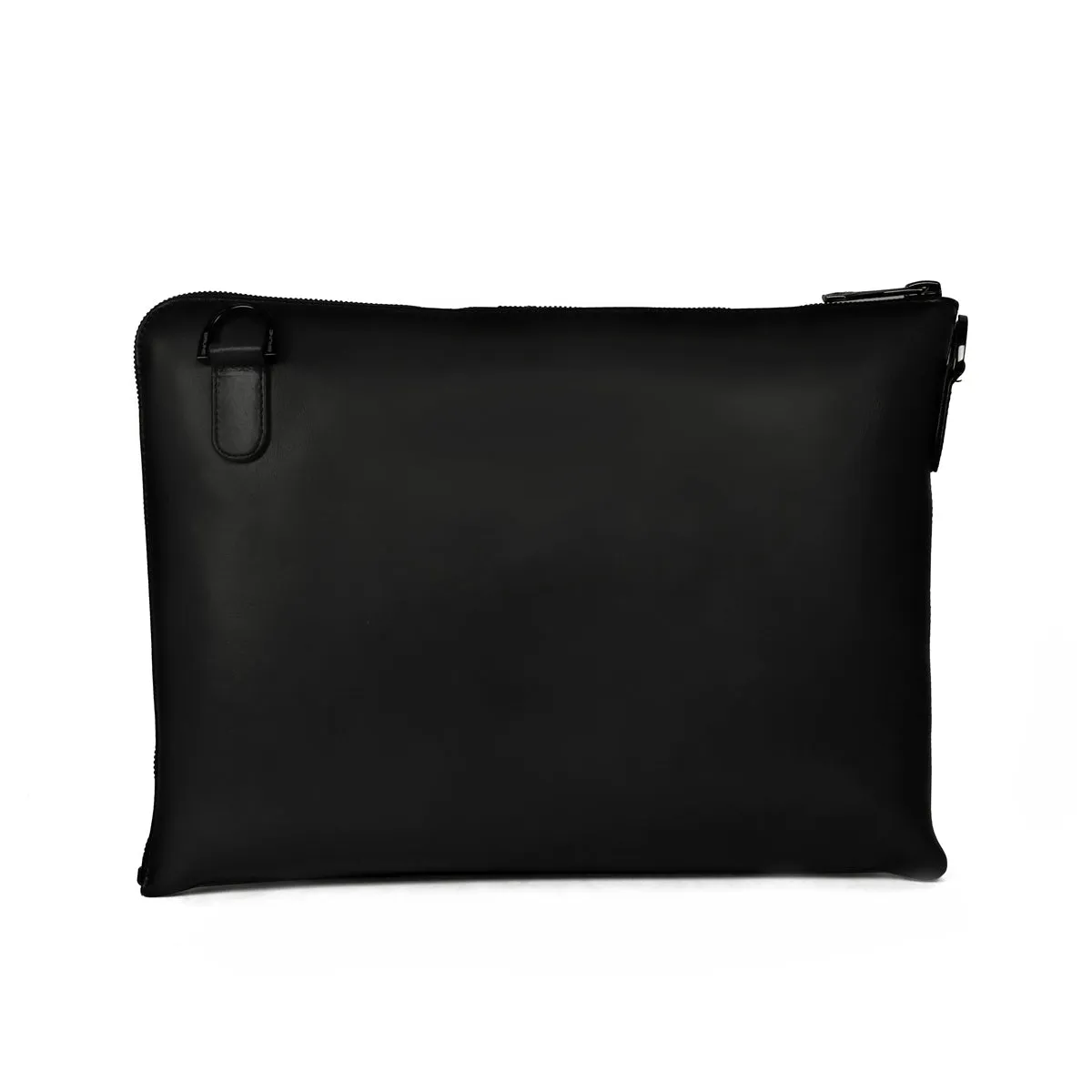 Classic Black Leather Stylish Cool laptop Sleeves/Messenger bag with Zip Compartment  By Brune & Bareskin