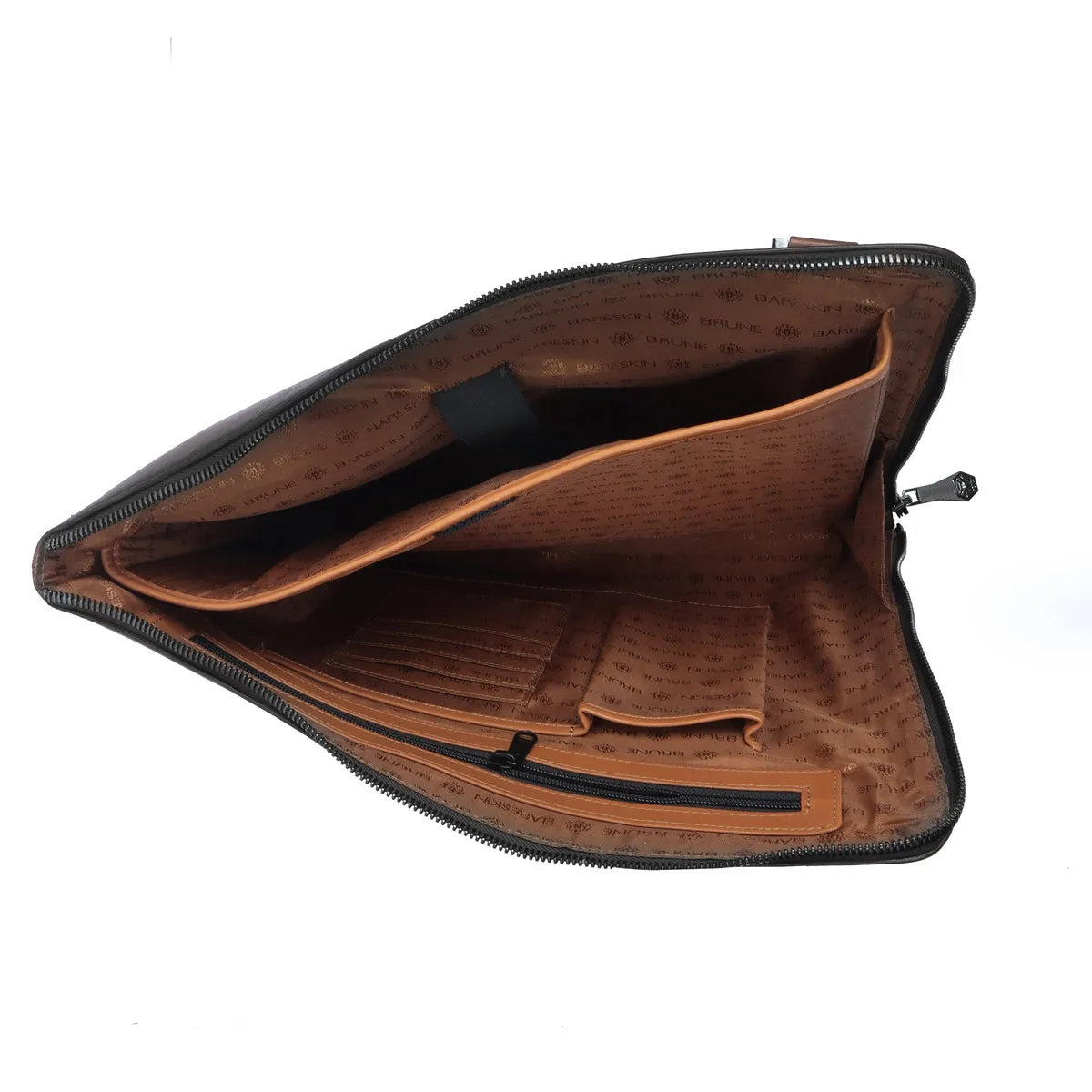 Classic Black Leather Stylish Cool laptop Sleeves/Messenger bag with Zip Compartment  By Brune & Bareskin