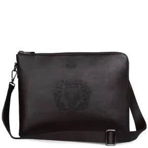 Classic Dark Brown Leather Stylish Cool laptop Sleeves/Messenger bag with Zip Compartment  By Brune & Bareskin