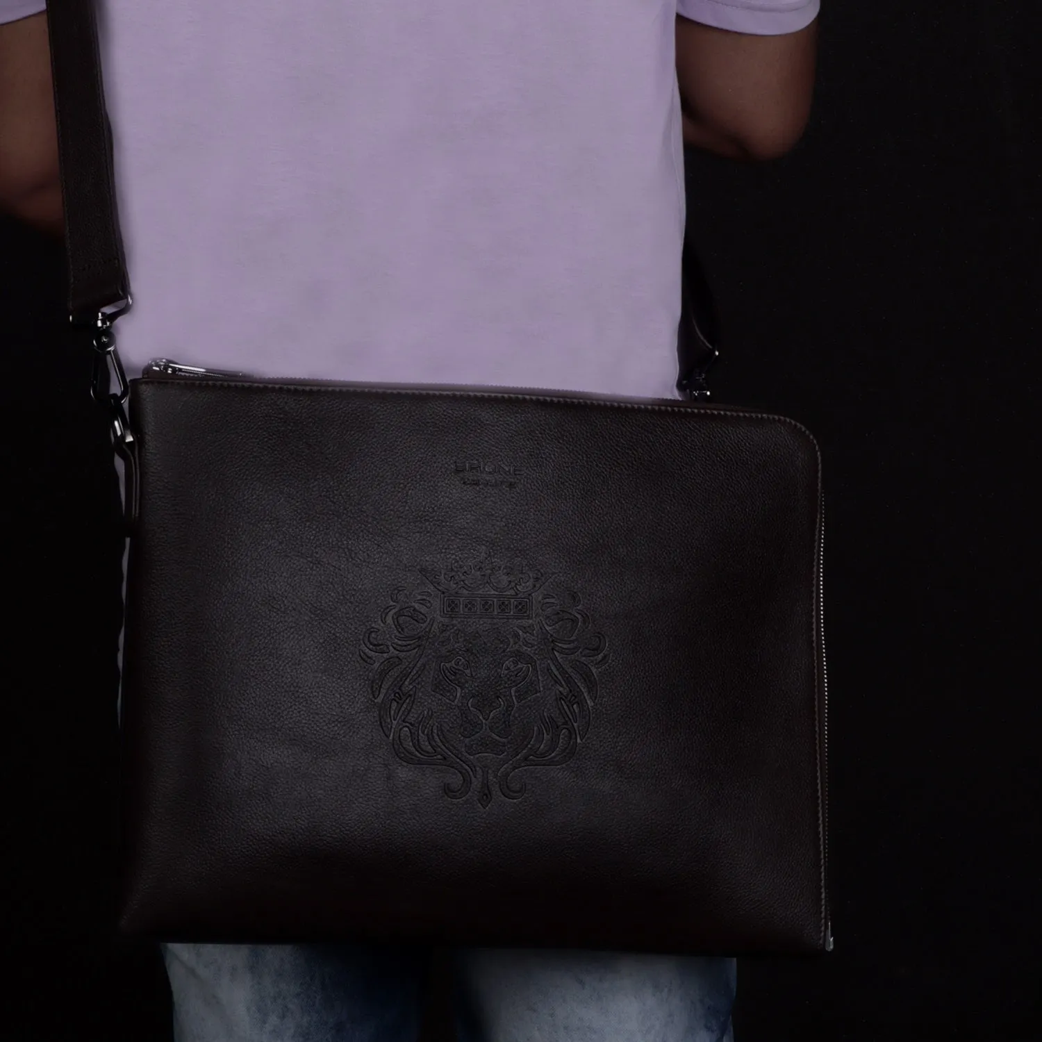 Classic Dark Brown Leather Stylish Cool laptop Sleeves/Messenger bag with Zip Compartment  By Brune & Bareskin