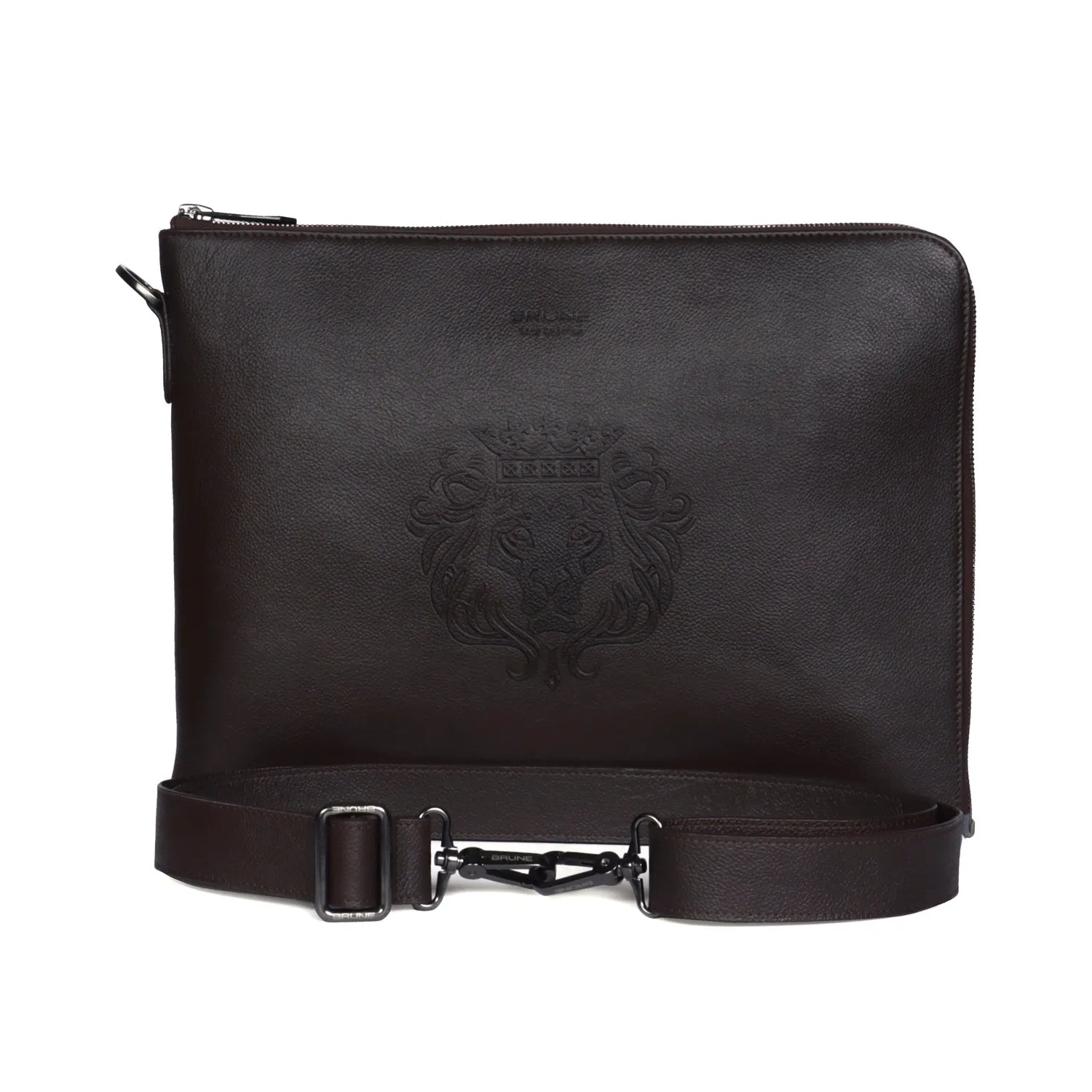 Classic Dark Brown Leather Stylish Cool laptop Sleeves/Messenger bag with Zip Compartment  By Brune & Bareskin