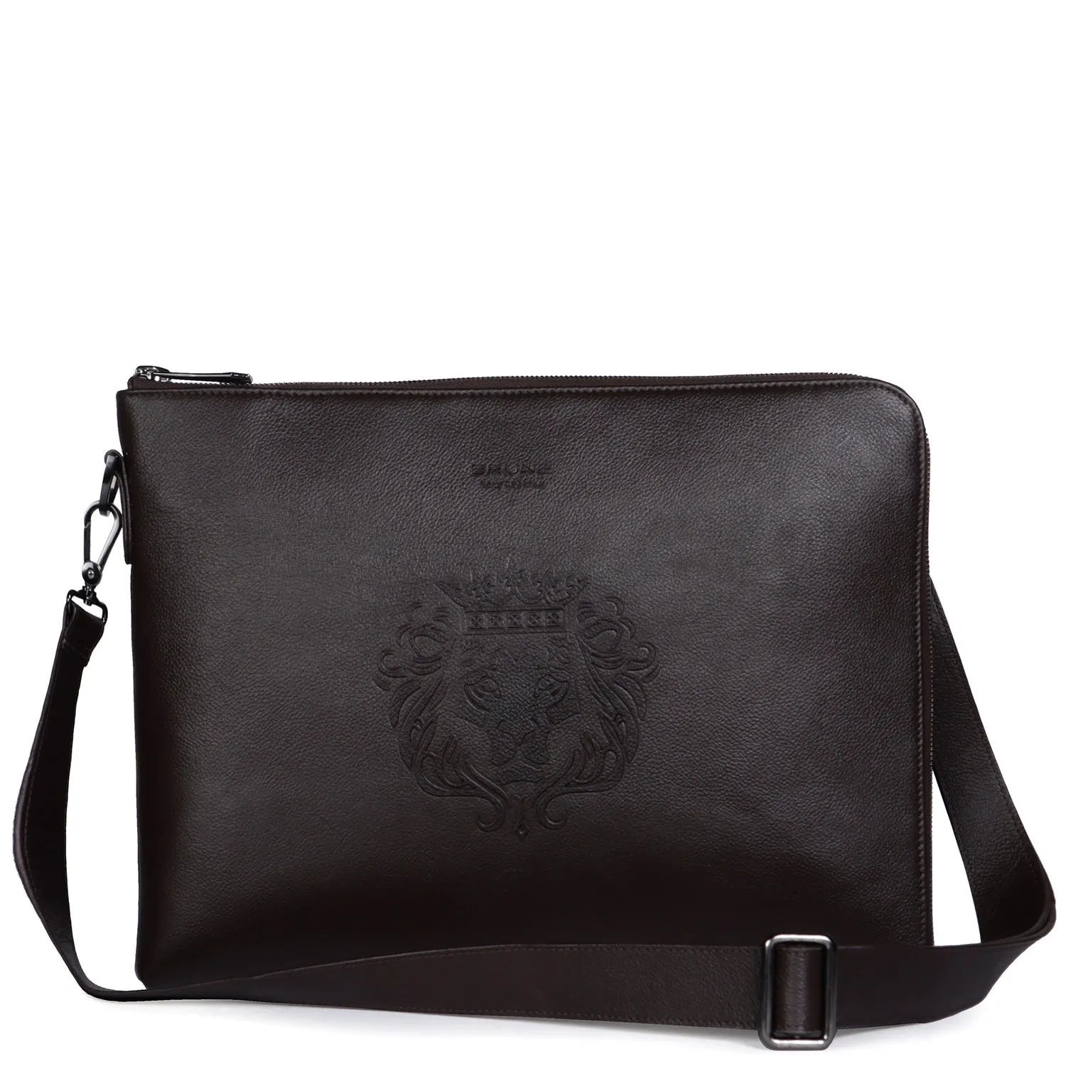 Classic Dark Brown Leather Stylish Cool laptop Sleeves/Messenger bag with Zip Compartment  By Brune & Bareskin