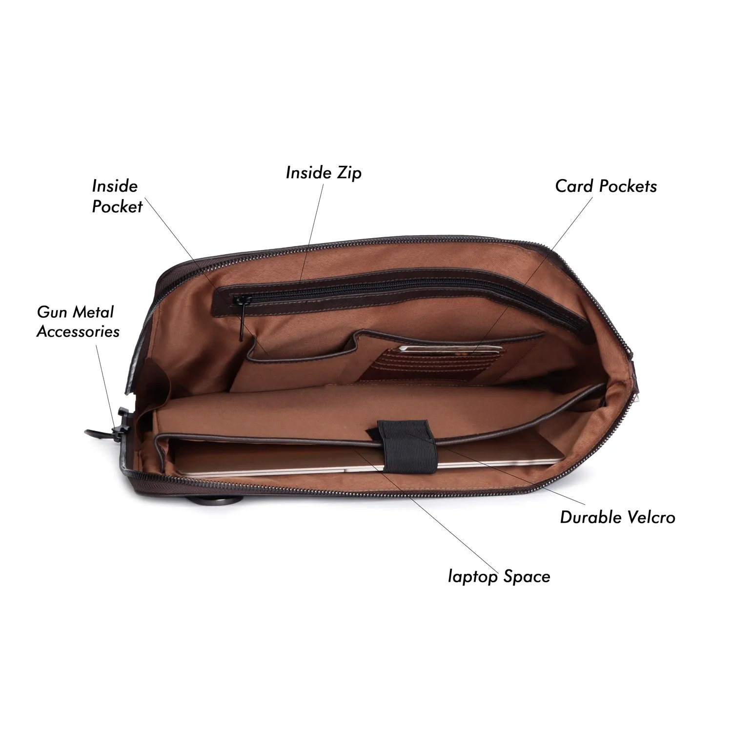 Classic Dark Brown Leather Stylish Cool laptop Sleeves/Messenger bag with Zip Compartment  By Brune & Bareskin