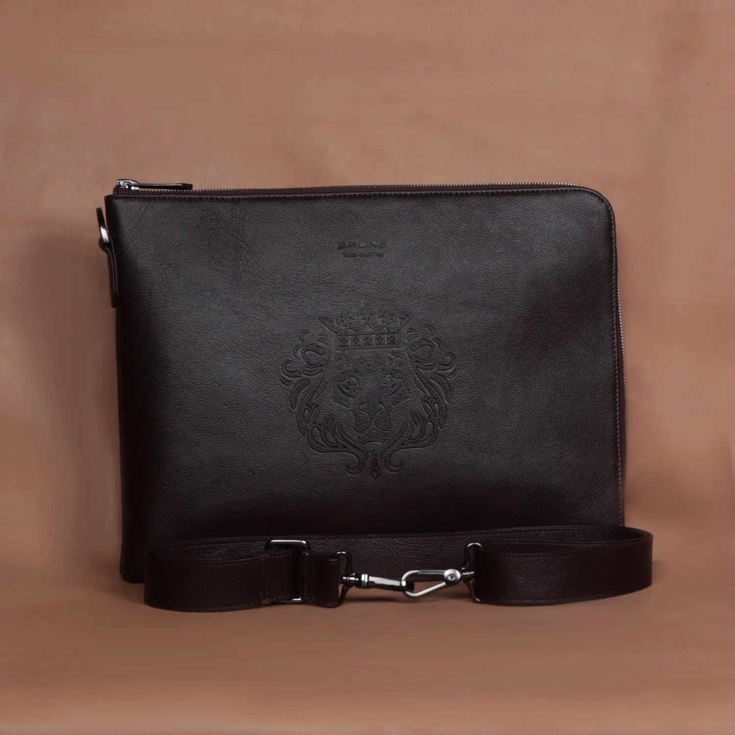 Classic Dark Brown Leather Stylish Cool laptop Sleeves/Messenger bag with Zip Compartment  By Brune & Bareskin