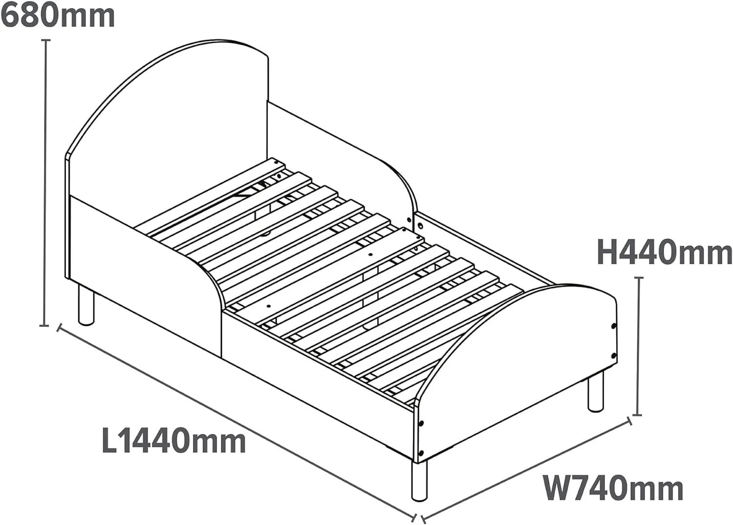Classic White Wooden Kids Bed with Side Protectors | Beds for Toddlers | White | 18m - 5 Years