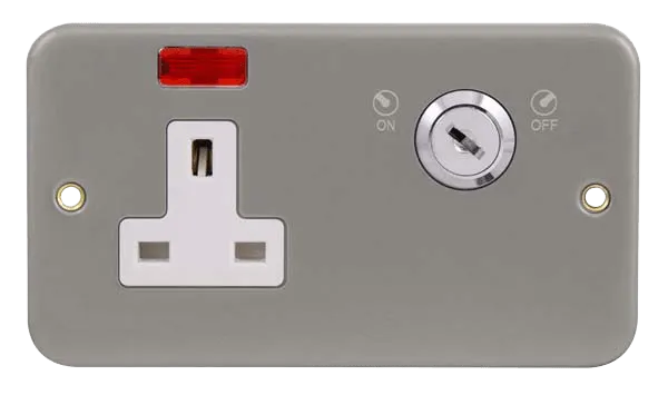 Click CL675B Metal Clad 13A 1 Gang DP Key Lockable Switched Socket with Neon (No Knockouts)