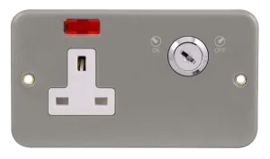 Click CL675B Metal Clad 13A 1 Gang DP Key Lockable Switched Socket with Neon (No Knockouts)