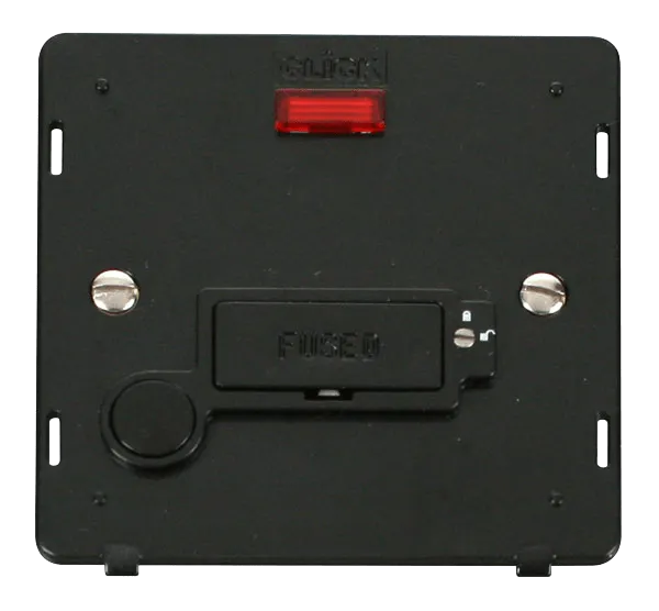 Click Definity SIN253BK 13A Fused Conn. Unit With Flex Outlet & Neon (Lockable) Insert - Black