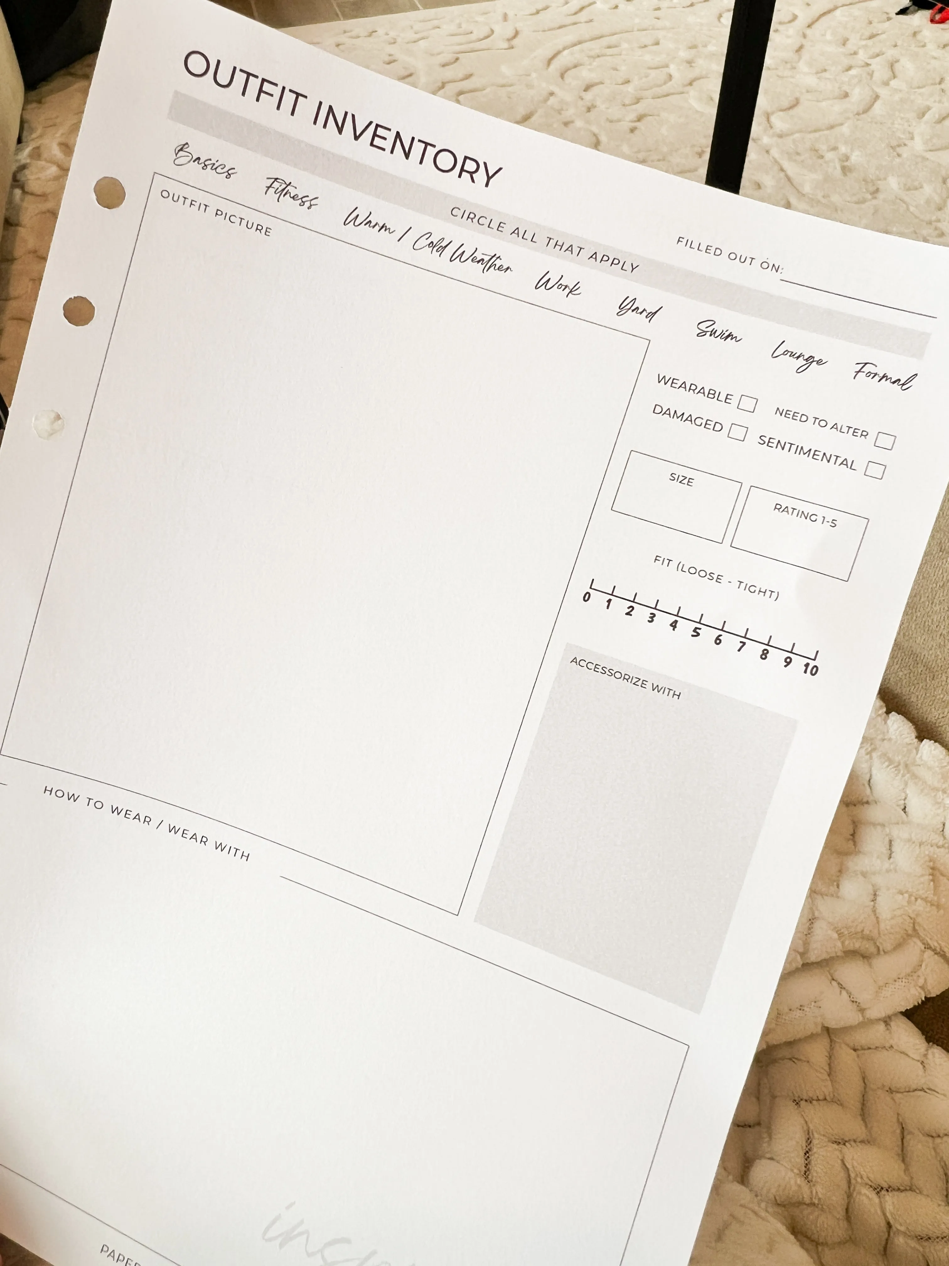 Closet/Outfit Inventory Tracker