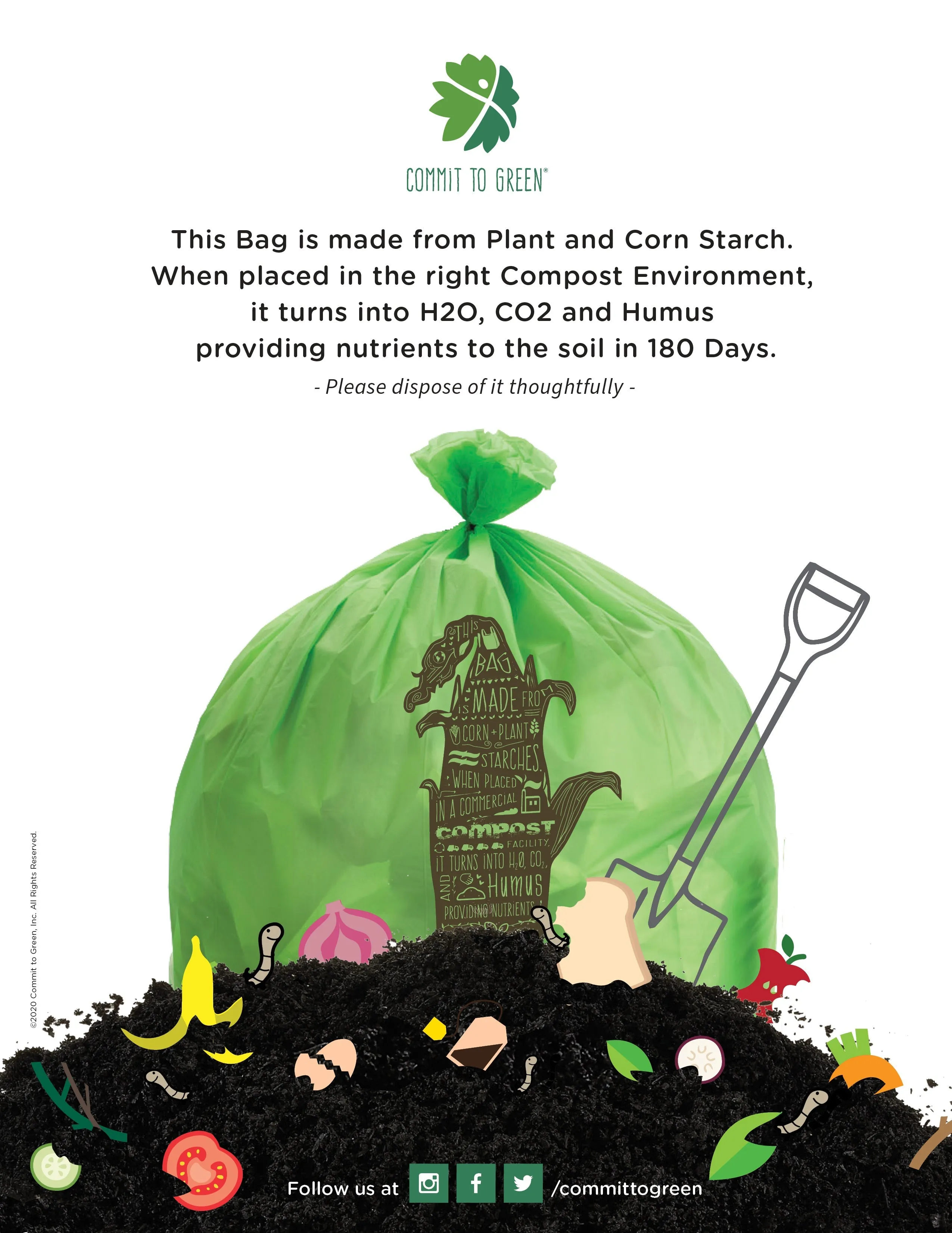 Compostable Trash Bin Liners<br>13 Gallon x2