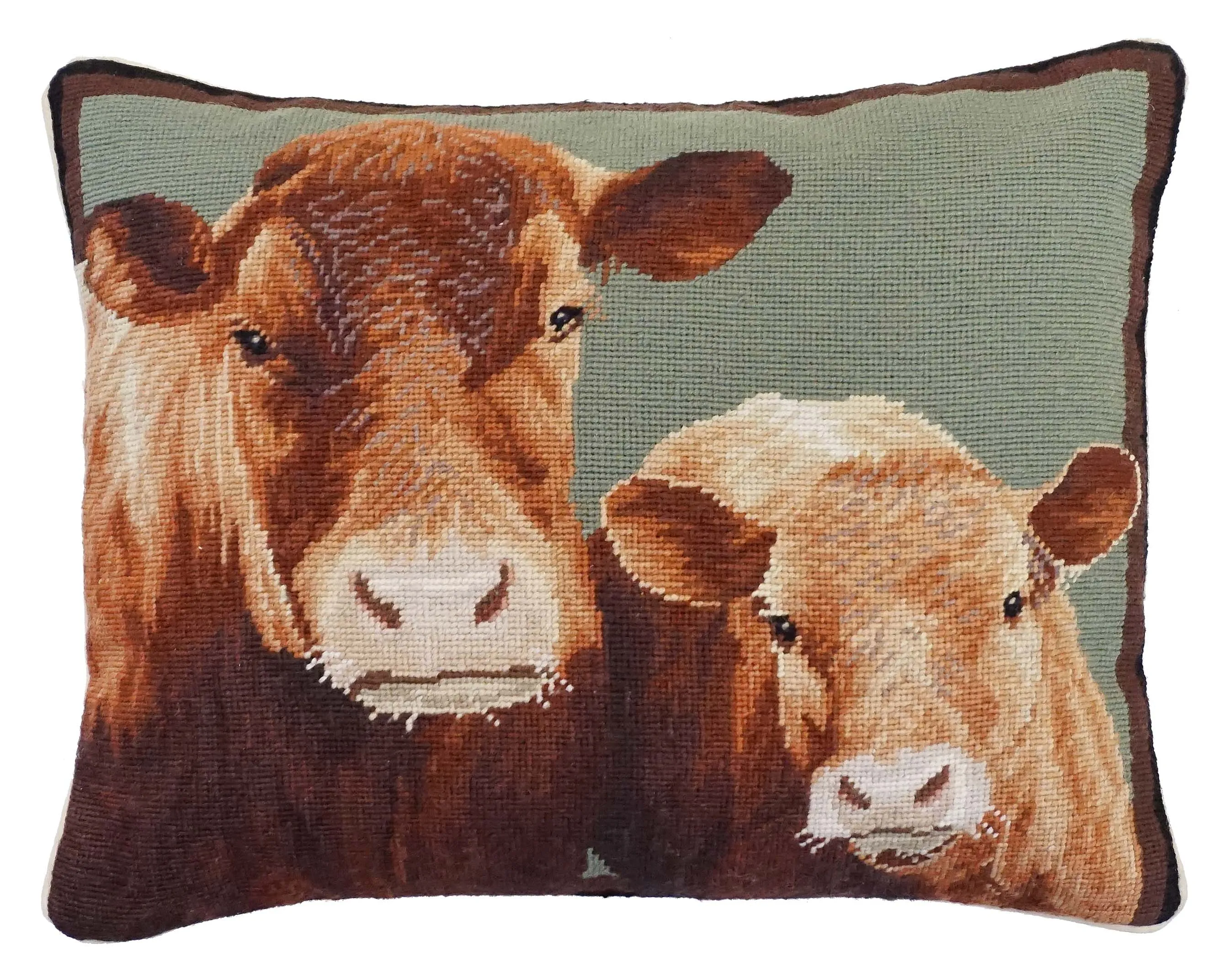 Cow & Calf 16"x20" Needlpoint Pillow