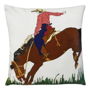 Cowgirl 20"x20" Cotton Embroidered Pillow