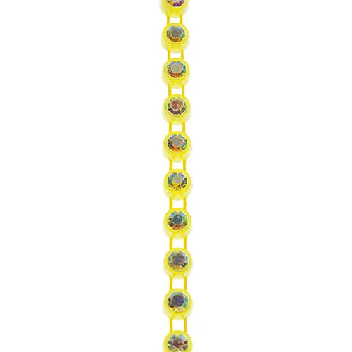 Crystal Lane Rhinestone Banding 1yd 1-Row SS12 Bright Yellow Casing/ Crystal Aurora Borealis