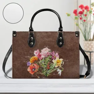 Custom Birth Month Flower Bouquet Top-Grain Leather Handbag