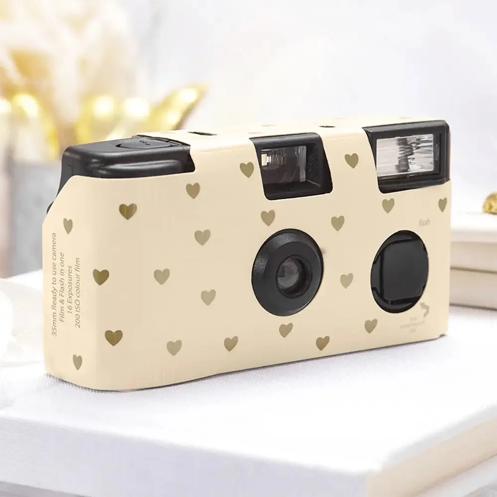 Disposable Camera With Flash - Gold Hearts