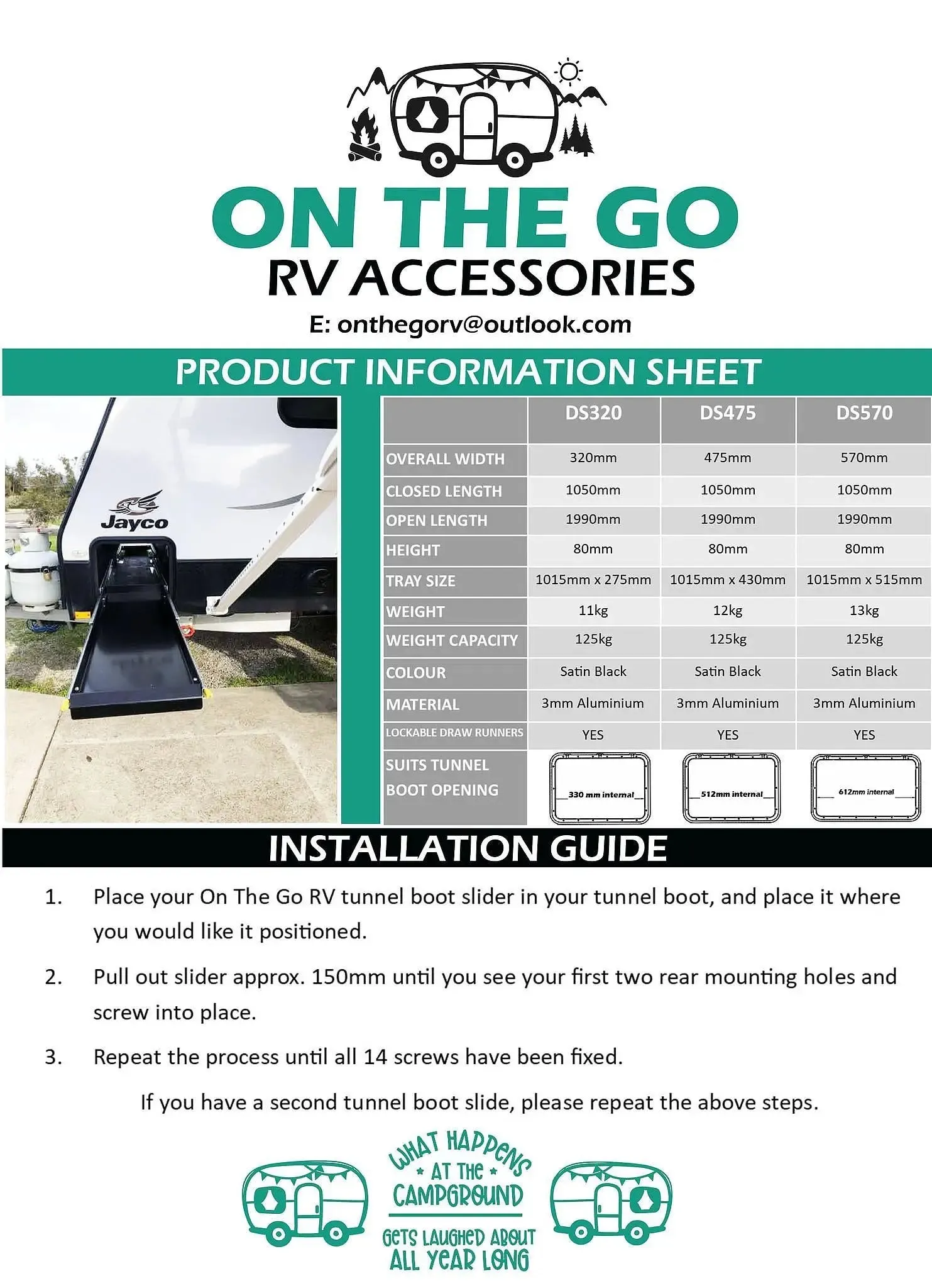 DS265 Tunnel Boot Slide from On The GO RV
