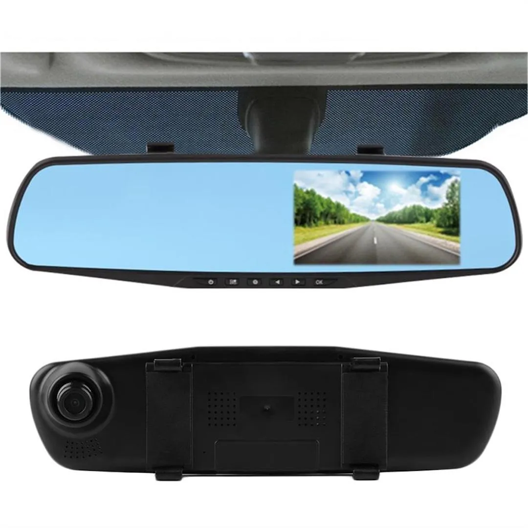 Dual Lens Car Mirror Dash Cam Recorder Rear View Camera (Full set)