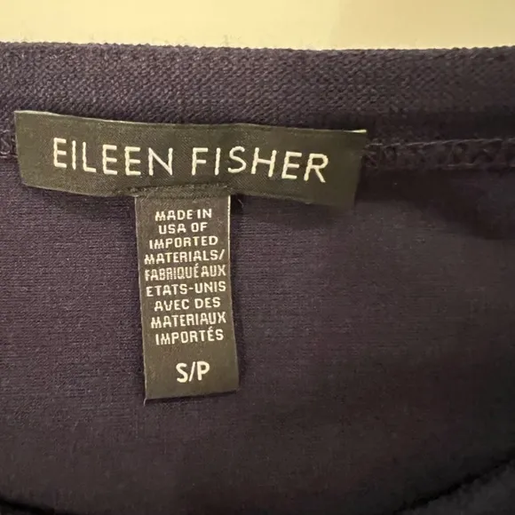 Eileen Fisher Washable Crepe Navy A-Line Dress Size S