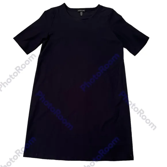 Eileen Fisher Washable Crepe Navy A-Line Dress Size S