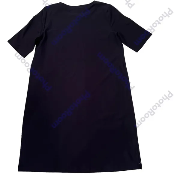 Eileen Fisher Washable Crepe Navy A-Line Dress Size S