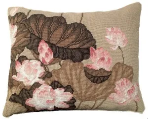 Fall Lotus 16x20 Needlepoint Pillow