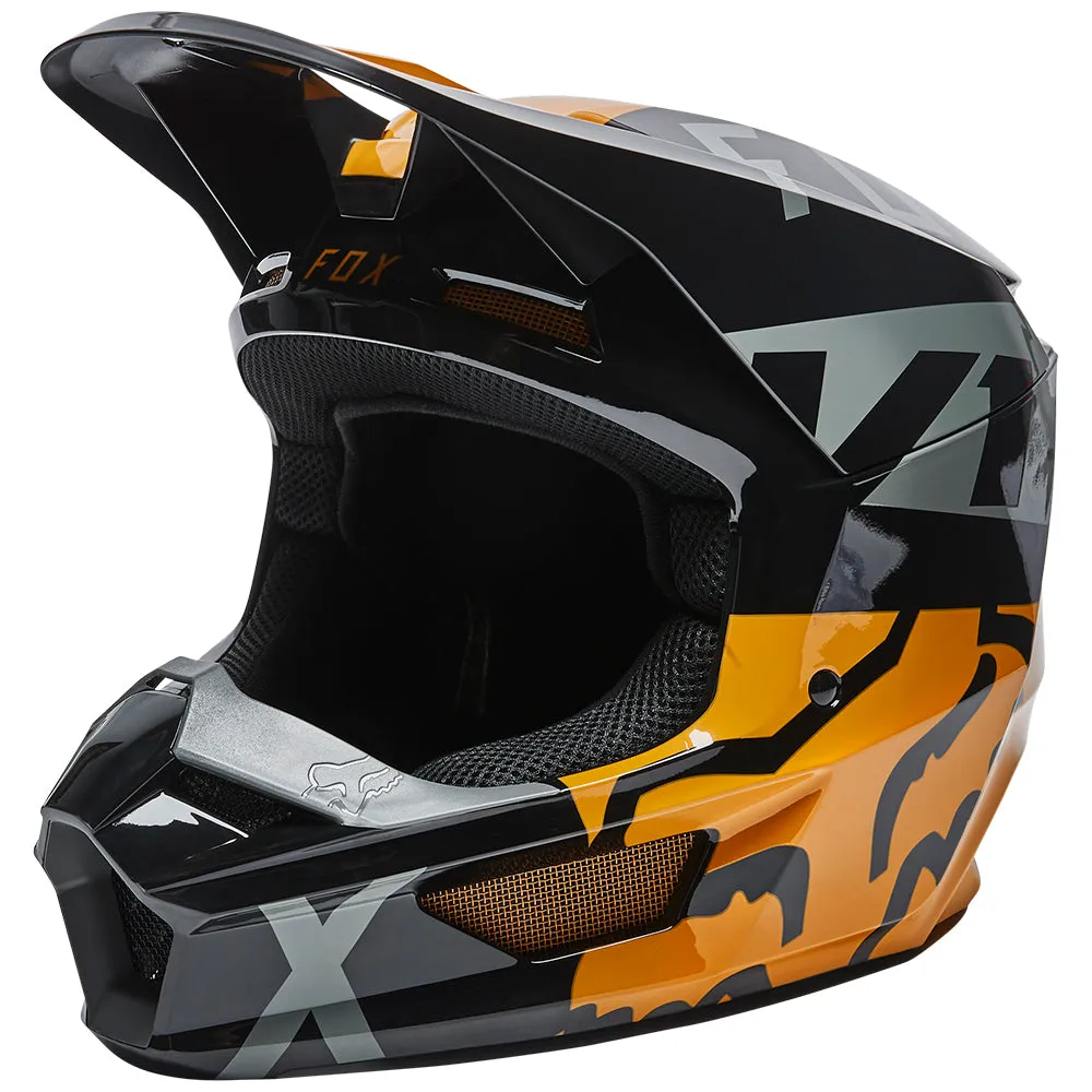FOX YOUTH V1 SKEW HELMET ECE [BLACK/GOLD]