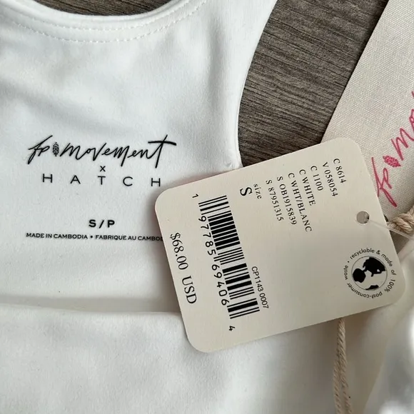 Free People Movement x HATCH Never Better Square Neck Maternity Bra Small White