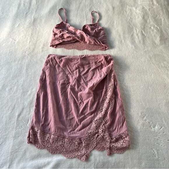 Free People Va Va Voom Bralette and Skirt Set Size Small