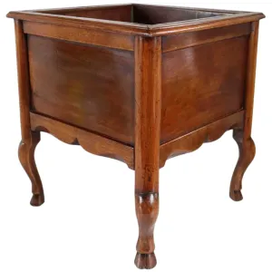French Provincial Walnut Copper Lined Square Planter Stand