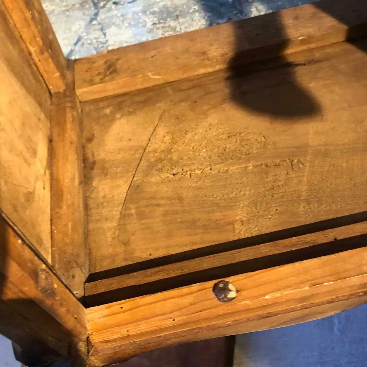 French Provincial Walnut Copper Lined Square Planter Stand