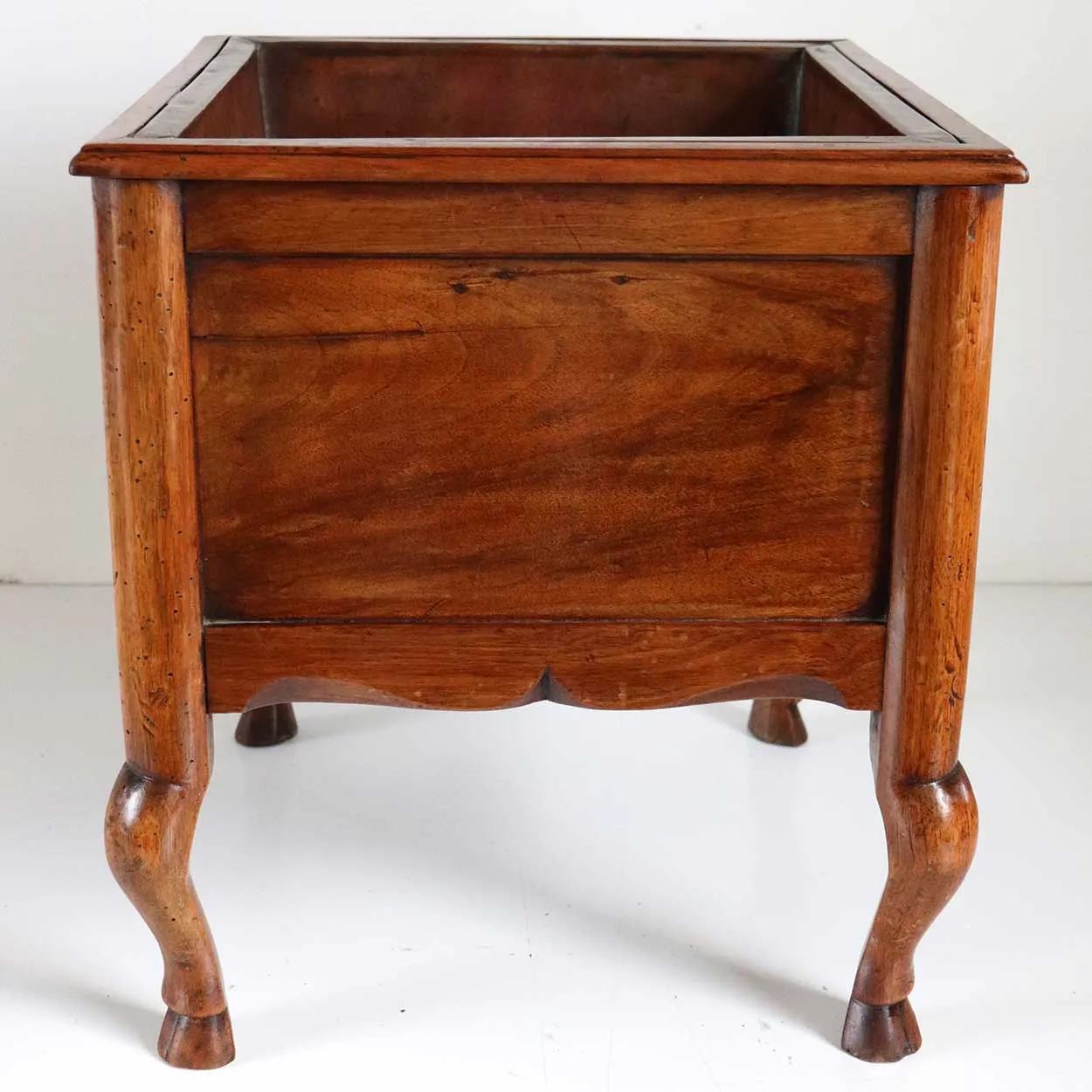 French Provincial Walnut Copper Lined Square Planter Stand