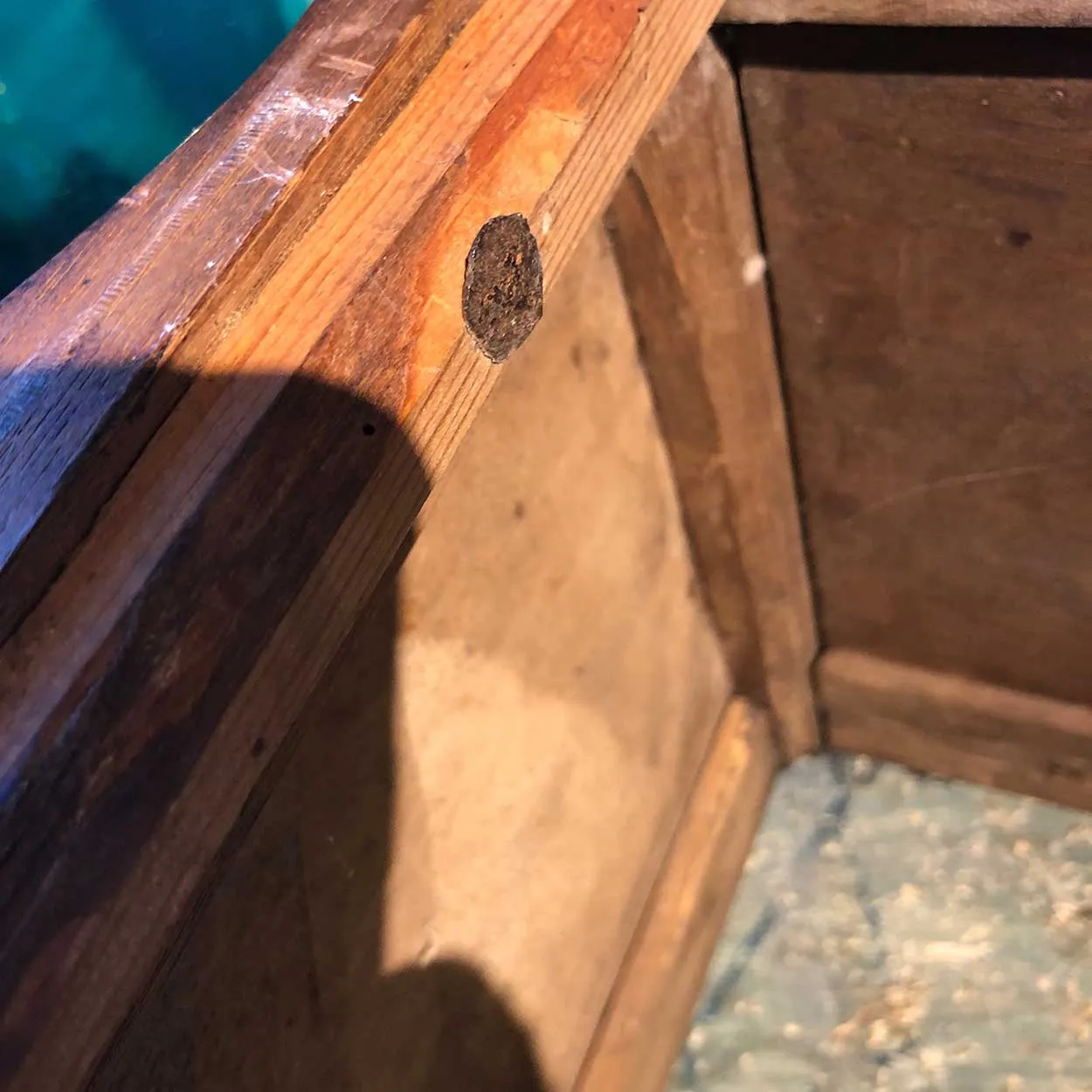French Provincial Walnut Copper Lined Square Planter Stand