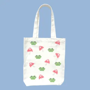 Frog and Mushroom Tote Bag