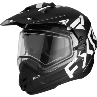 FXR Torque X Team Helmet w/ Electric Shield and Sun Shade, Black/White