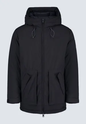 Gavin Men’s Mid-length Two-way Zip-up Classic Parka, Black - OBMFP001