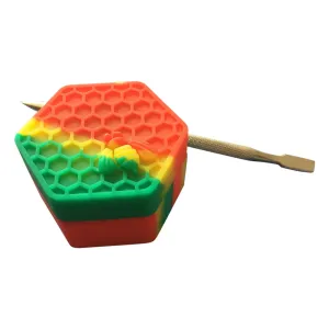 Gentcy 26ml 1PCS Rasta Hexagon Silicone Container Honeybee Silicone Jar Wax  1 Silver Tool